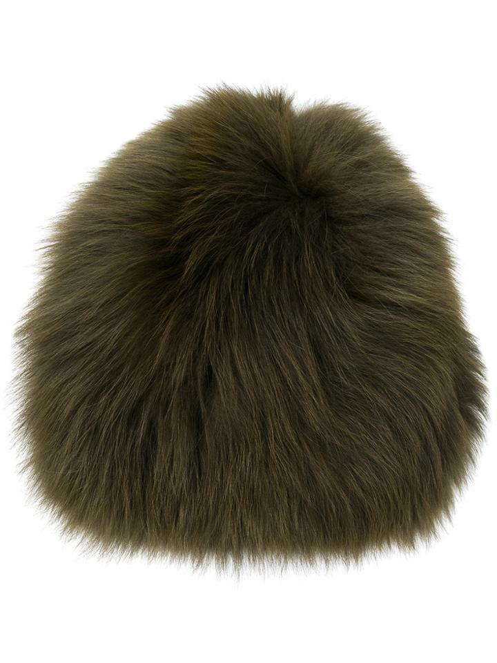 Yves Salomon Fox Fur Beanie - Green