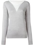 Opening Ceremony Contrast Panel Fine Knit Sweater, Women's, Size: Medium, Grey, Acrylic/spandex/elastane/viscose/merino