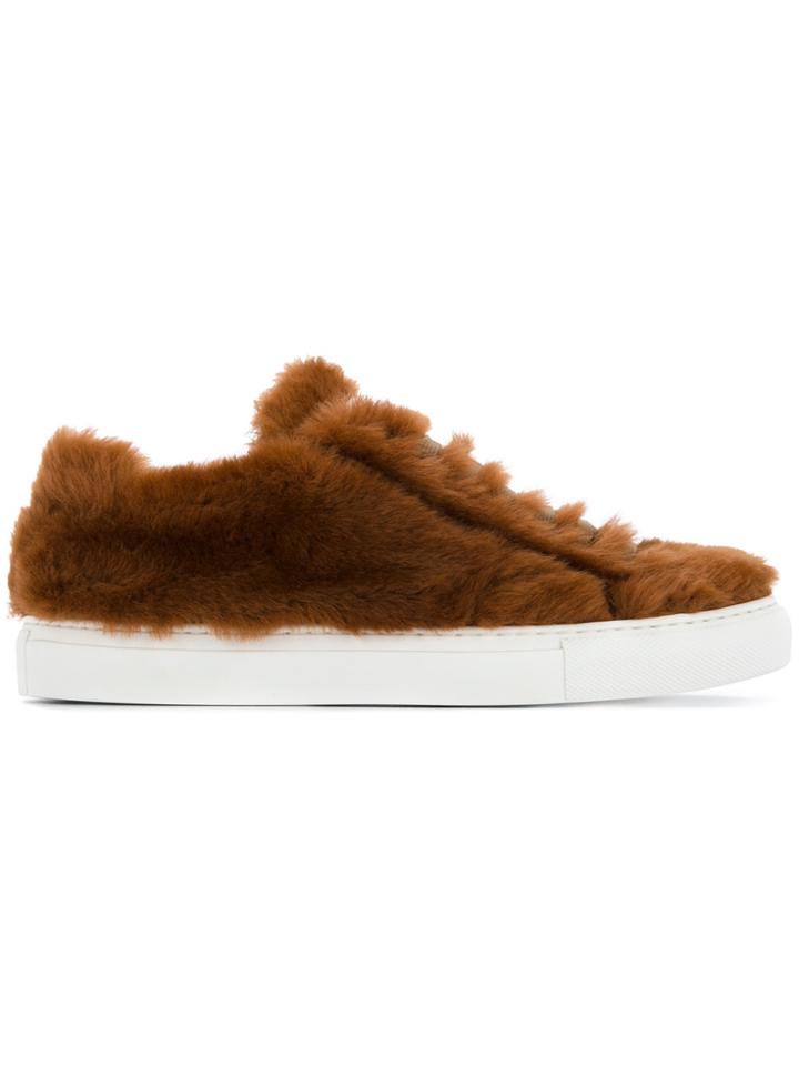 Jil Sander Furry Lace-up Sneakers - Brown