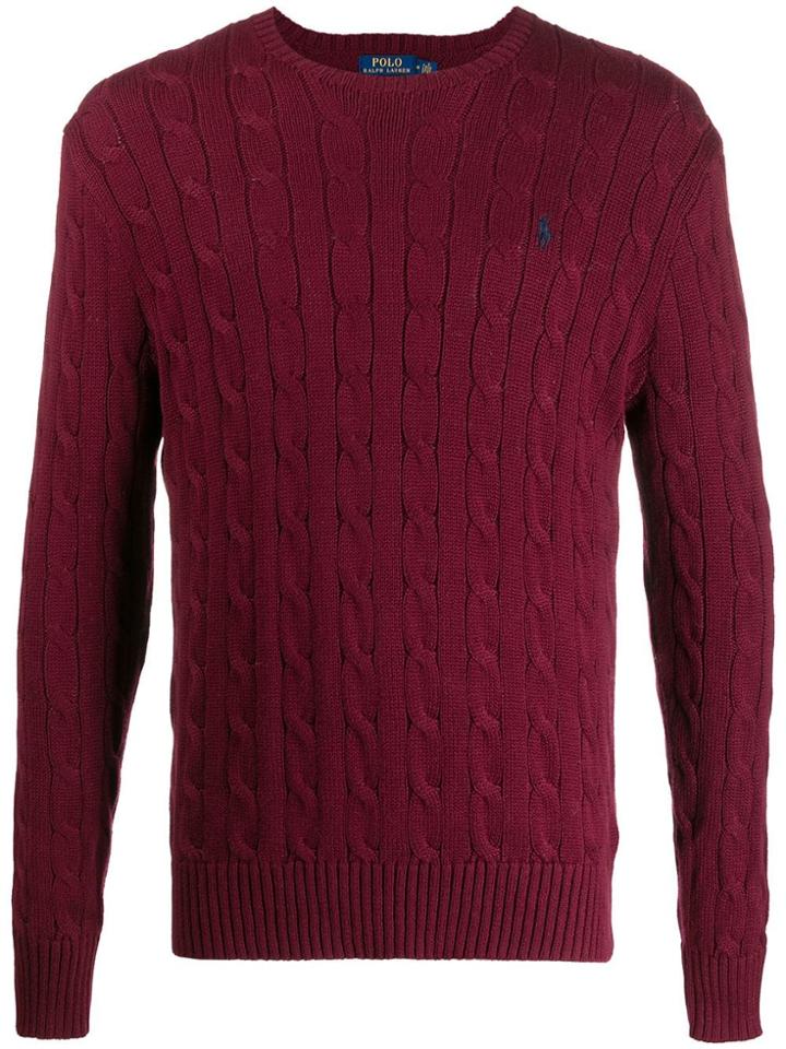 Polo Ralph Lauren Crew-neck Cable Knit Sweater - Red
