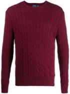 Polo Ralph Lauren Crew-neck Cable Knit Sweater - Red