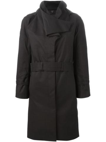 Norwegian Rain Oversize Collar Belted Coat - Black