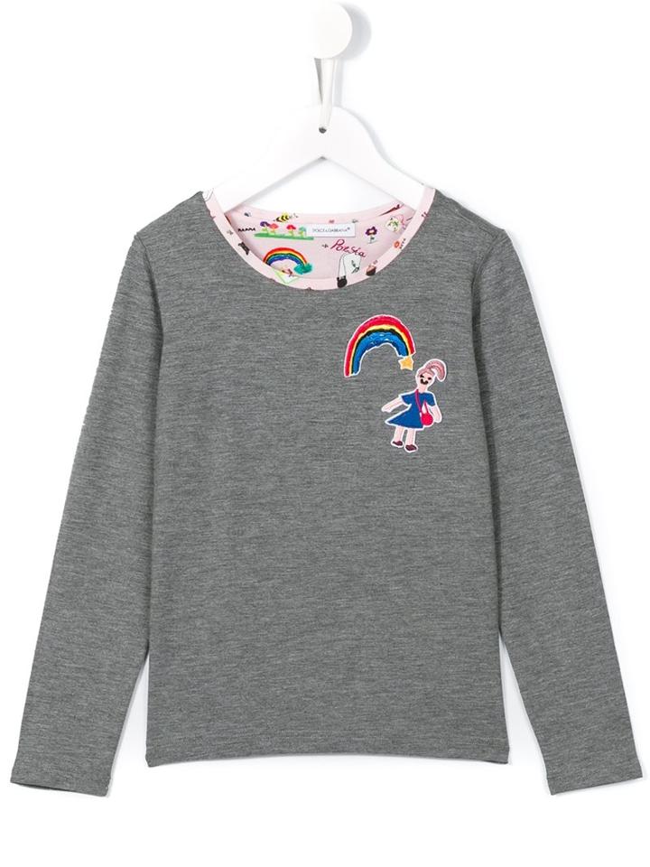 Dolce & Gabbana Kids 'back To School' Top, Girl's, Size: 8 Yrs, Grey