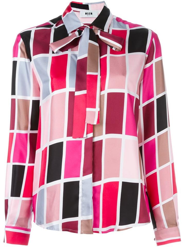 Msgm Printed Neck Tie Blouse