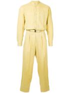 Issey Miyake Vintage Mandarin-collar Belted Jumpsuit - Yellow & Orange