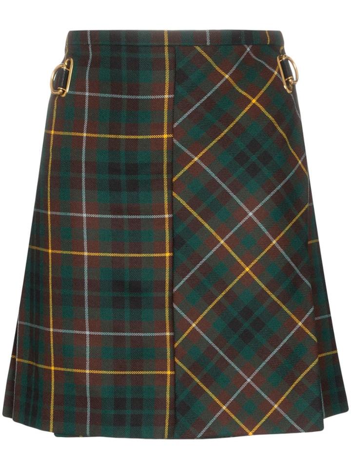 Burberry Tartan Wool Mini Kilt - Green