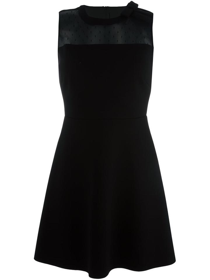 Red Valentino Shoulder Panel Flared Dress, Women's, Size: Small, Black, Polyamide/polyester/spandex/elastane/viscose