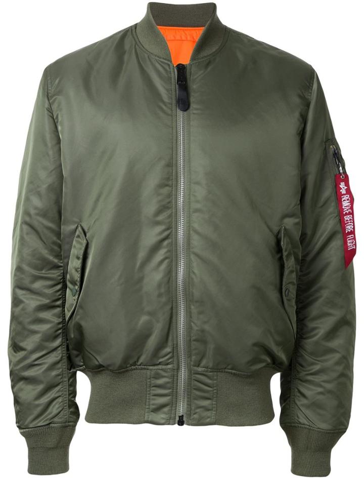 Alpha Industries Ruched-sleeve Bomber Jacket - Green
