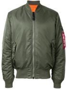 Alpha Industries Ruched-sleeve Bomber Jacket - Green
