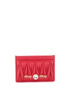 Miu Miu Matelassé Leather Cardholder - Red