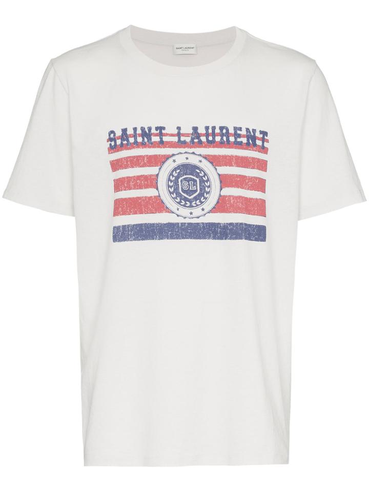 Saint Laurent Saint Laurent University Logo T-shirt - Nude & Neutrals