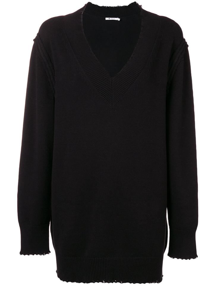 T By Alexander Wang Distressed Sweater Dress - Black