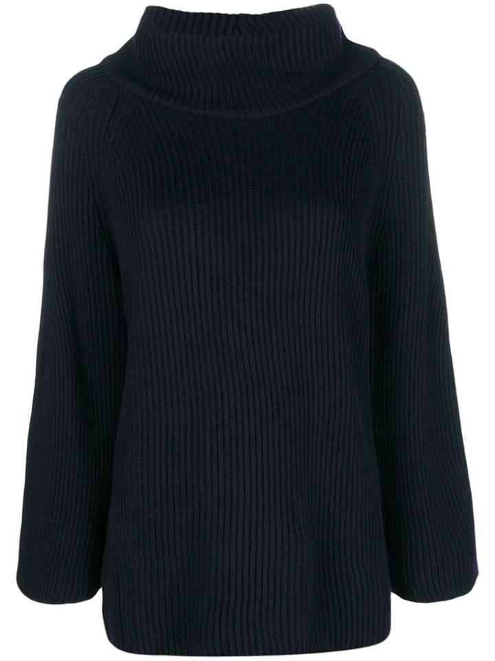 Stefano Mortari Turtleneck Rib Knit Sweater - Blue