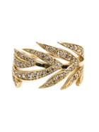 Marc Alary Diamond Leaf Ring, Women's, Metallic, 18kt Gold/diamond