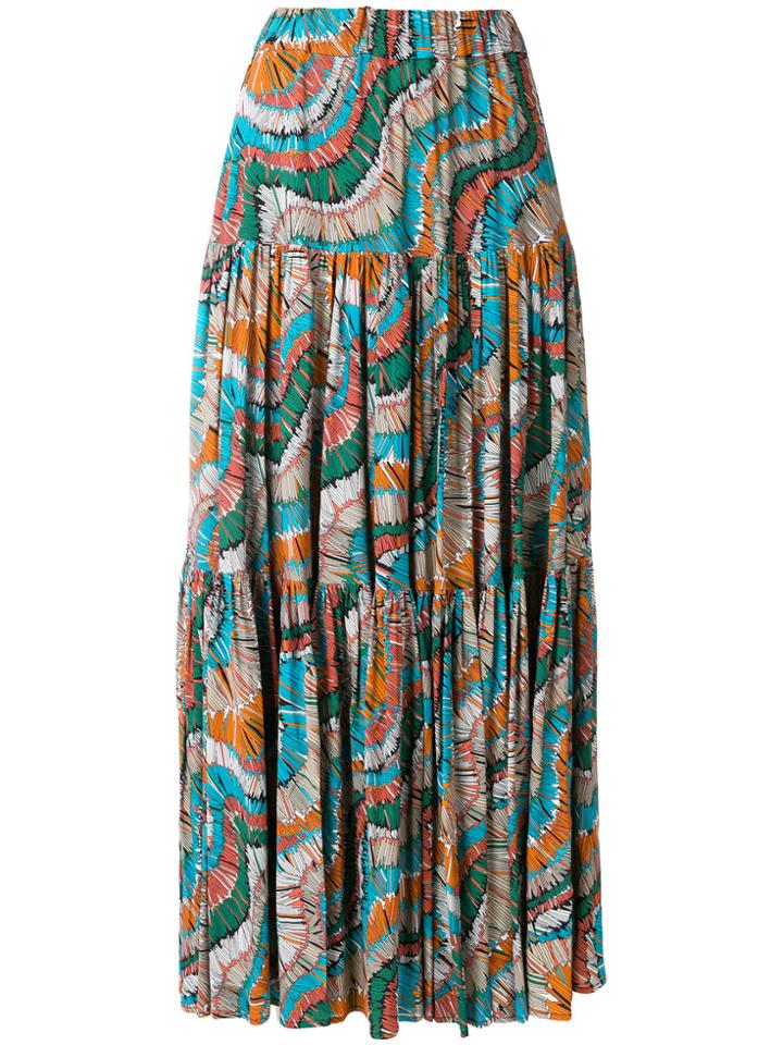 La Doublej Fiammiferi Print Tiered Skirt - Multicolour