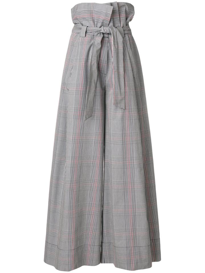 Erika Cavallini Checked Wide-leg Trousers - Black
