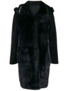 S.w.o.r.d 6.6.44 Hooded Shearling Coat - Blue