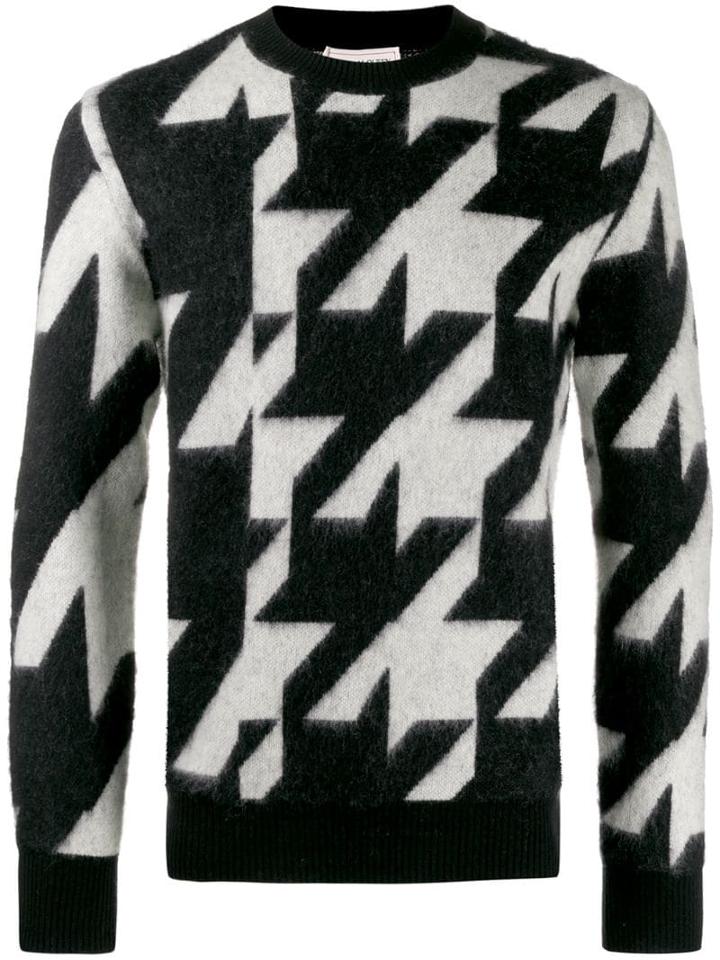 Alexander Mcqueen Houndstooth Knitted Sweater - Black