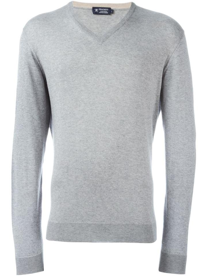 Hackett V-neck Sweater, Men's, Size: Xxl, Grey, Cotton/cashmere