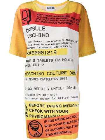 Moschino Prescription Print Shift Dress, Women's, Size: 38, Yellow/orange, Rayon/other Fibers