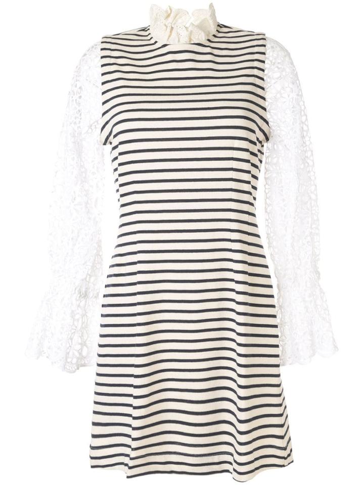 Sea Striped Flared Dress - White