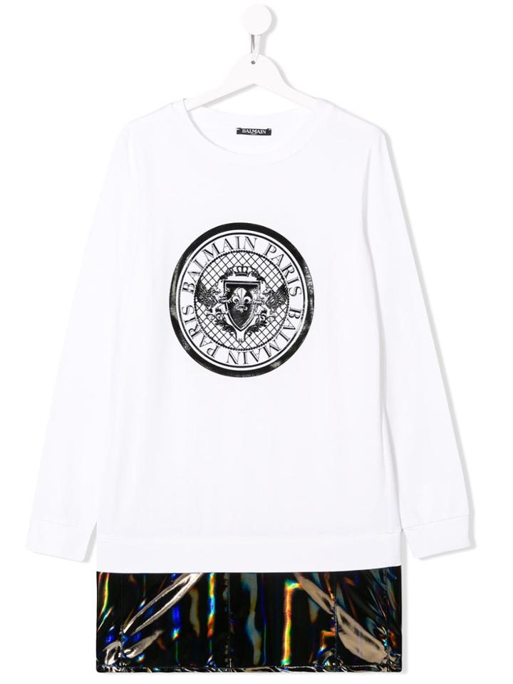 Balmain Kids Teen Embellished Hem - White