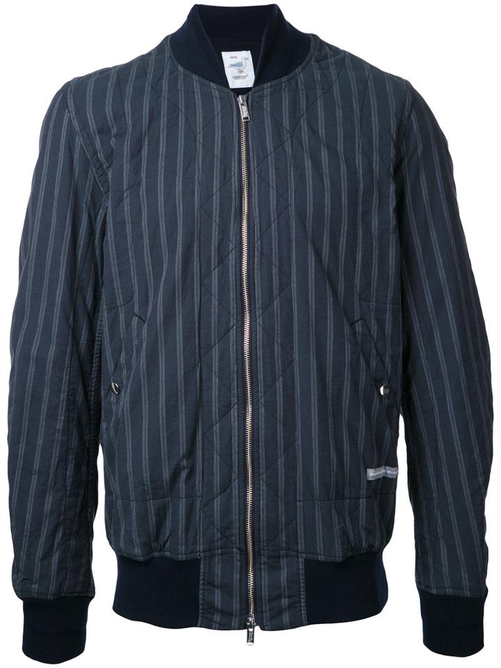 Undercover Striped Bomber Jacket, Men's, Size: 3, Blue, Cotton/polyurethane