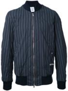 Undercover Striped Bomber Jacket, Men's, Size: 3, Blue, Cotton/polyurethane
