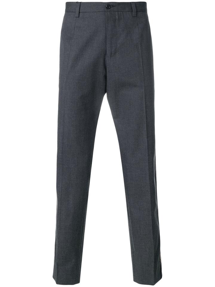 Dolce & Gabbana Leopard Print Stripe Tailored Trousers - Grey