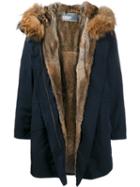 Yves Salomon Fur Lined Parka, Women's, Size: 36, Blue, Rabbit Fur/polyester/racoon Fur