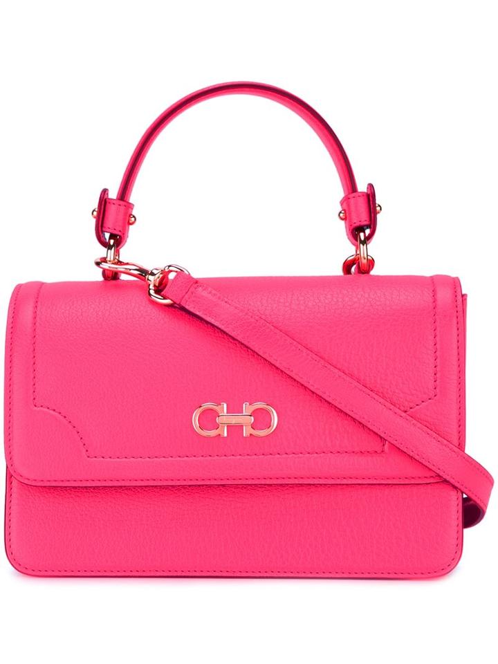 Salvatore Ferragamo Double Gancini Top Handle Tote, Women's, Pink/purple