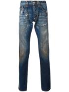 Philipp Plein Distressed Straight-leg Jeans, Men's, Size: 30, Blue, Cotton/polyester