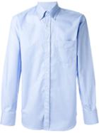Canali Button-down Collar Shirt, Men's, Size: Medium, Blue, Cotton