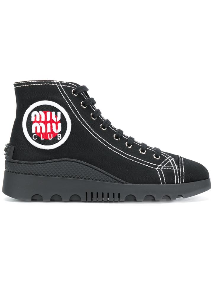 Miu Miu Embroidered Logo High Tops - Black
