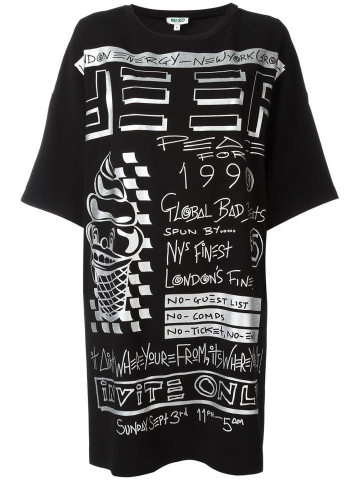 Kenzo Flyer T-shirt Dress, Women's, Size: Medium, Black, Triacetate/polyester