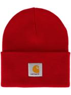 Carhartt Logo Patch Beanie Hat - Red