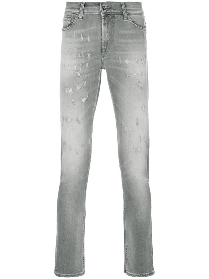 7 For All Mankind Distressed Regular Jeans - Grey
