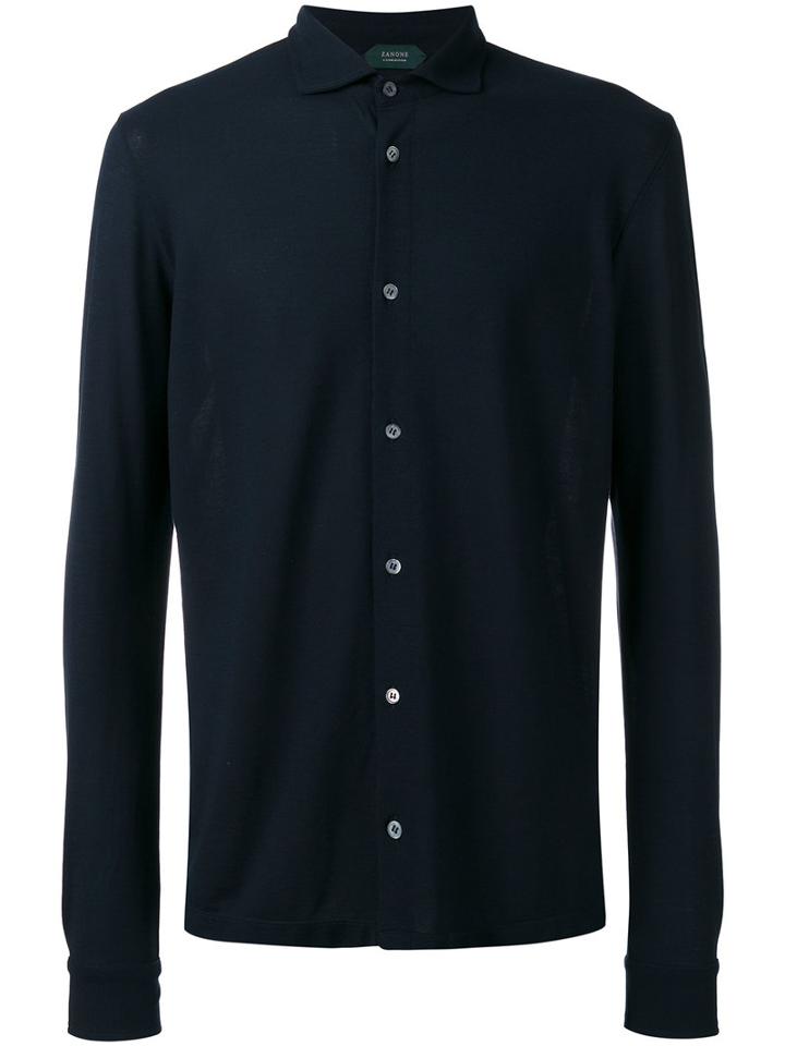 Zanone Soft Long Sleeve Shirt, Men's, Size: 50, Blue, Cotton