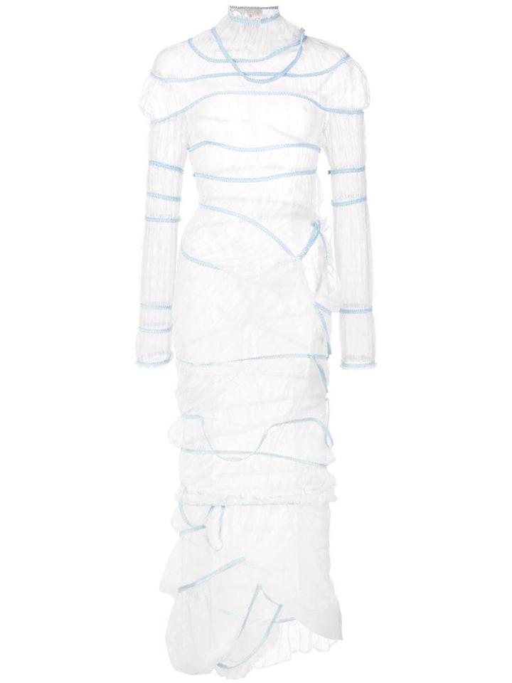 Yuhan Wang Dropped Lace Trim Dress - White
