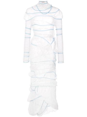 Yuhan Wang Dropped Lace Trim Dress - White