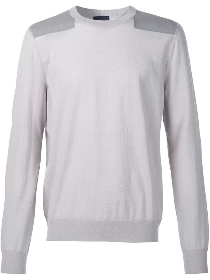 Lanvin Paneled Shoulder T-shirt, Men's, Size: Large, Grey, Silk/wool