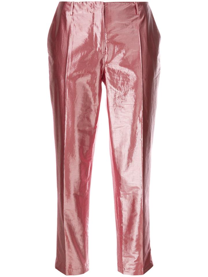 Aalto Cropped Metallic Trousers - Red