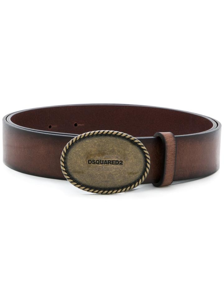 Dsquared2 Embossed Logo Buckle Belt - Brown