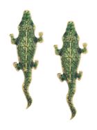 Lako Bukia X Natia Khutsishvili Large Crocodile Earrings - Green