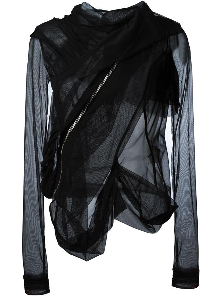 Rick Owens Lilies Draped Tulle Zip Jacket