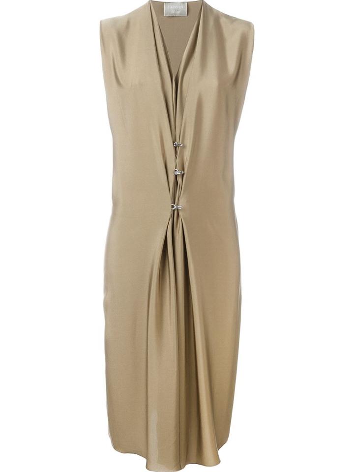 Lanvin Hook And Eye Detail Dress, Women's, Size: 38, Brown, Silk