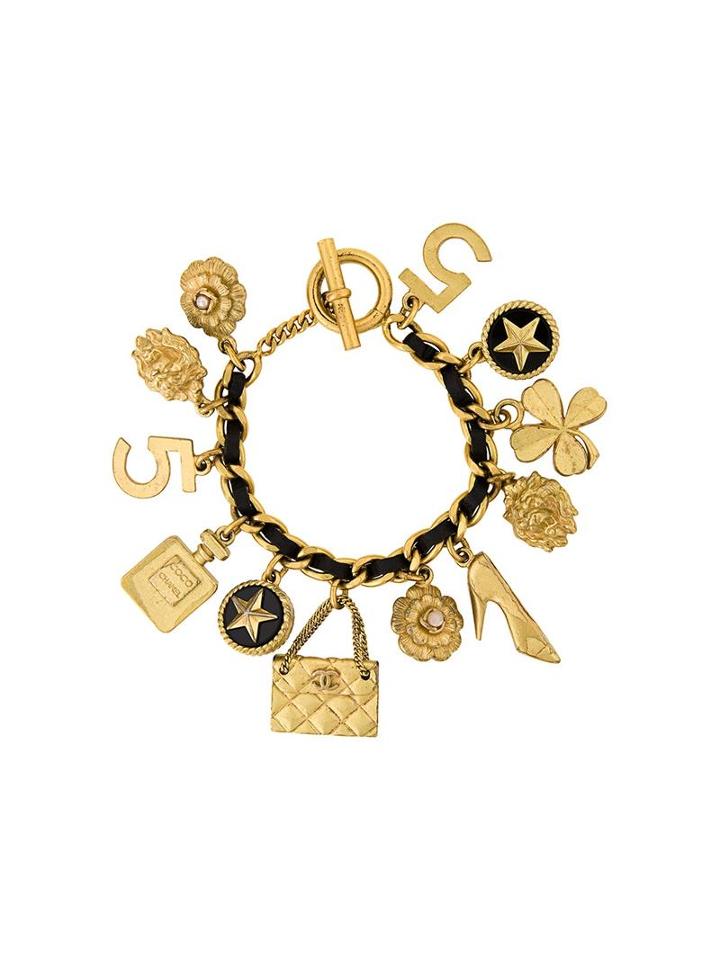 Chanel Vintage Charm Chain Bracelet, Women's, Metallic