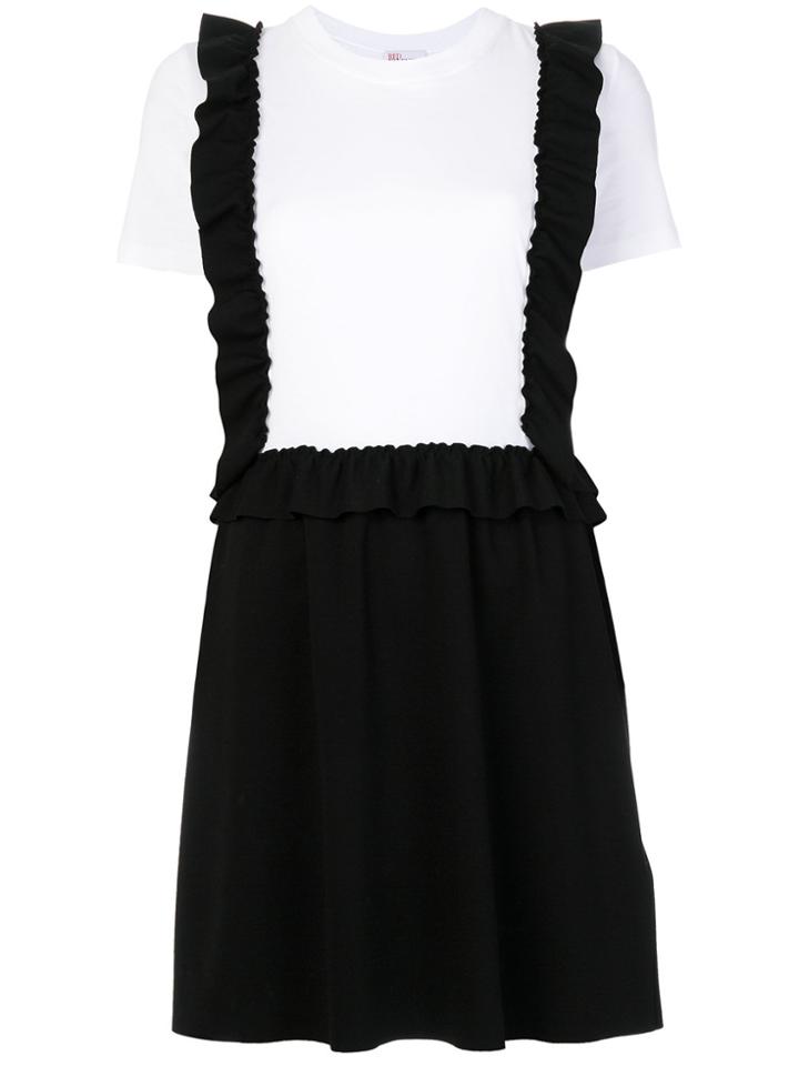 Red Valentino Ruffled Pinafore T-shirt Dress - White