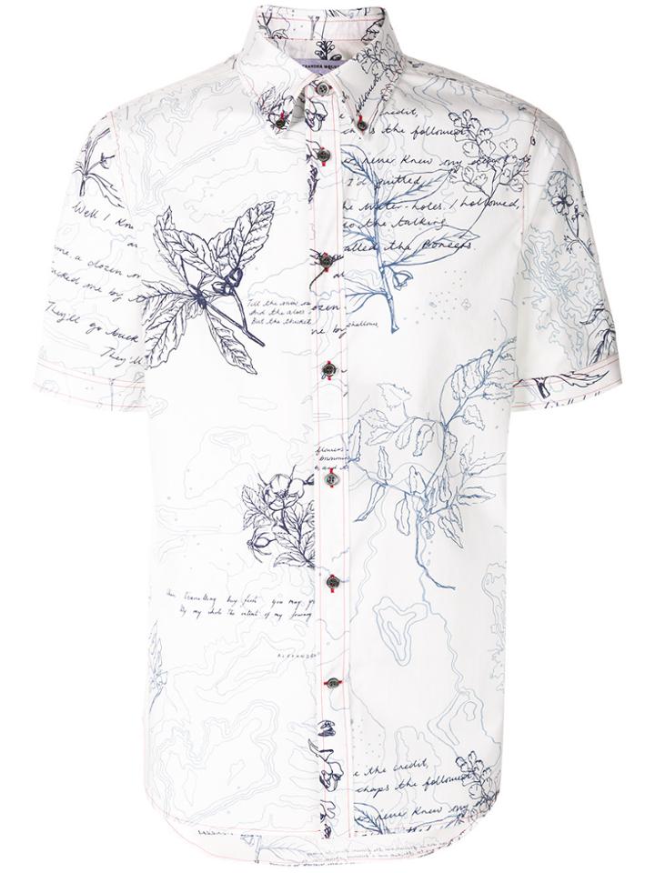 Alexander Mcqueen Flower Sketches Shortsleeved Shirt - White