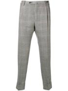 Pt01 Checked Slim Fit Chinos - White